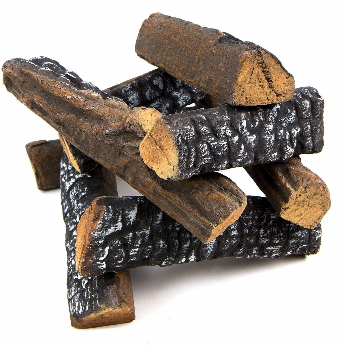 10-Piece Ceramic Fireplace Logs