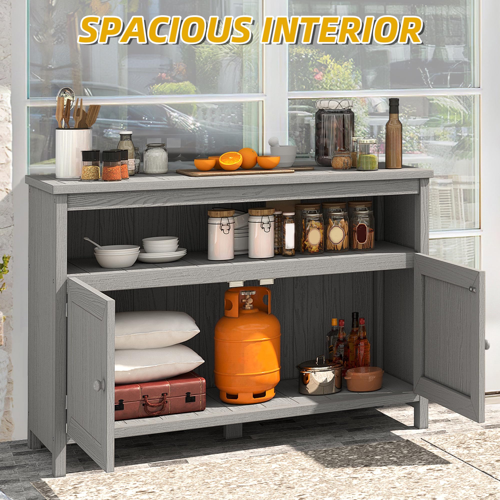 Outdoor Sideboard Storage Cabinet with Shelves