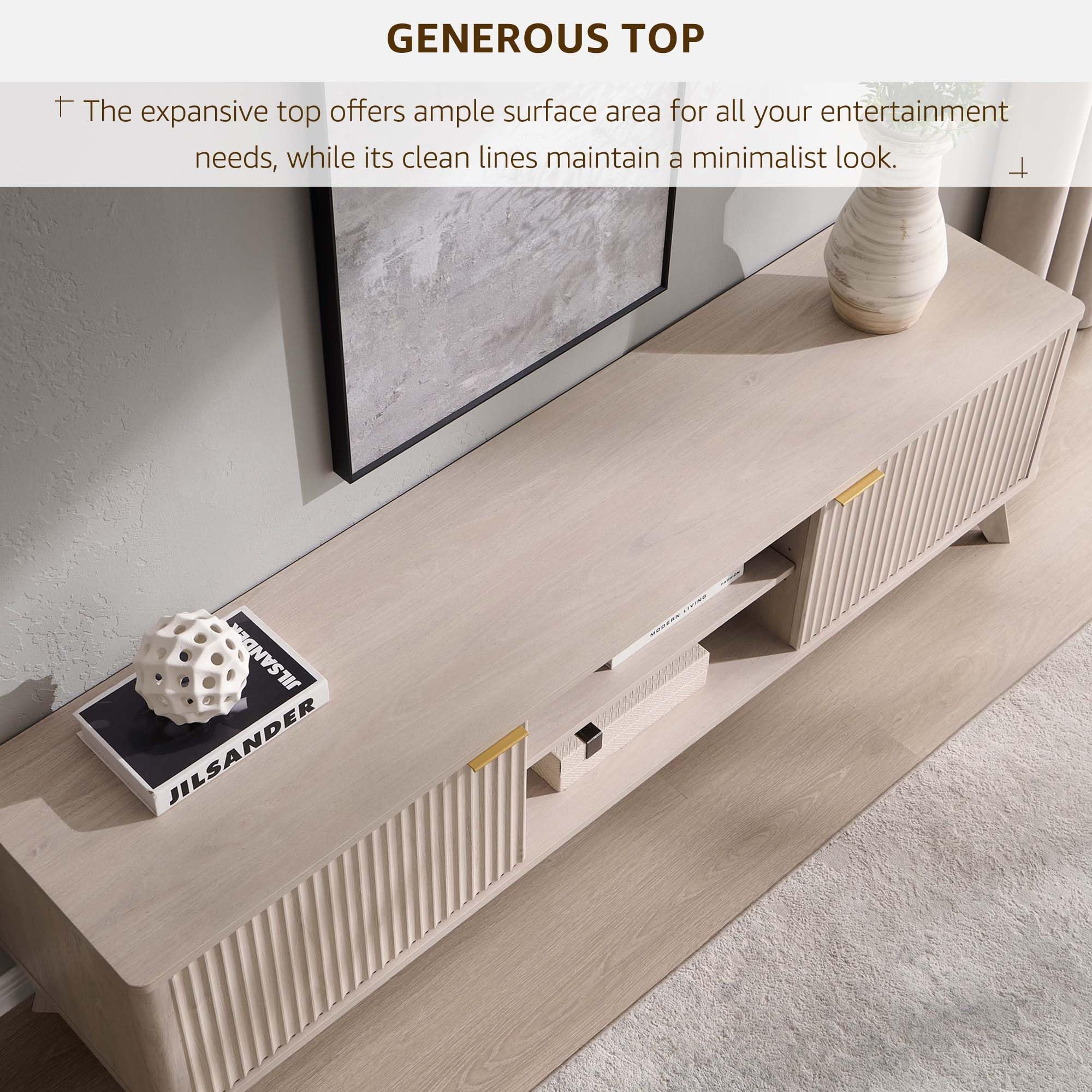 70" Fluted TV Stand with Soft Close Doors