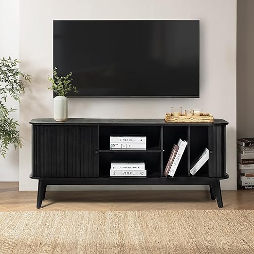 Mid Century Modern TV Stand with Sliding Barn Doors