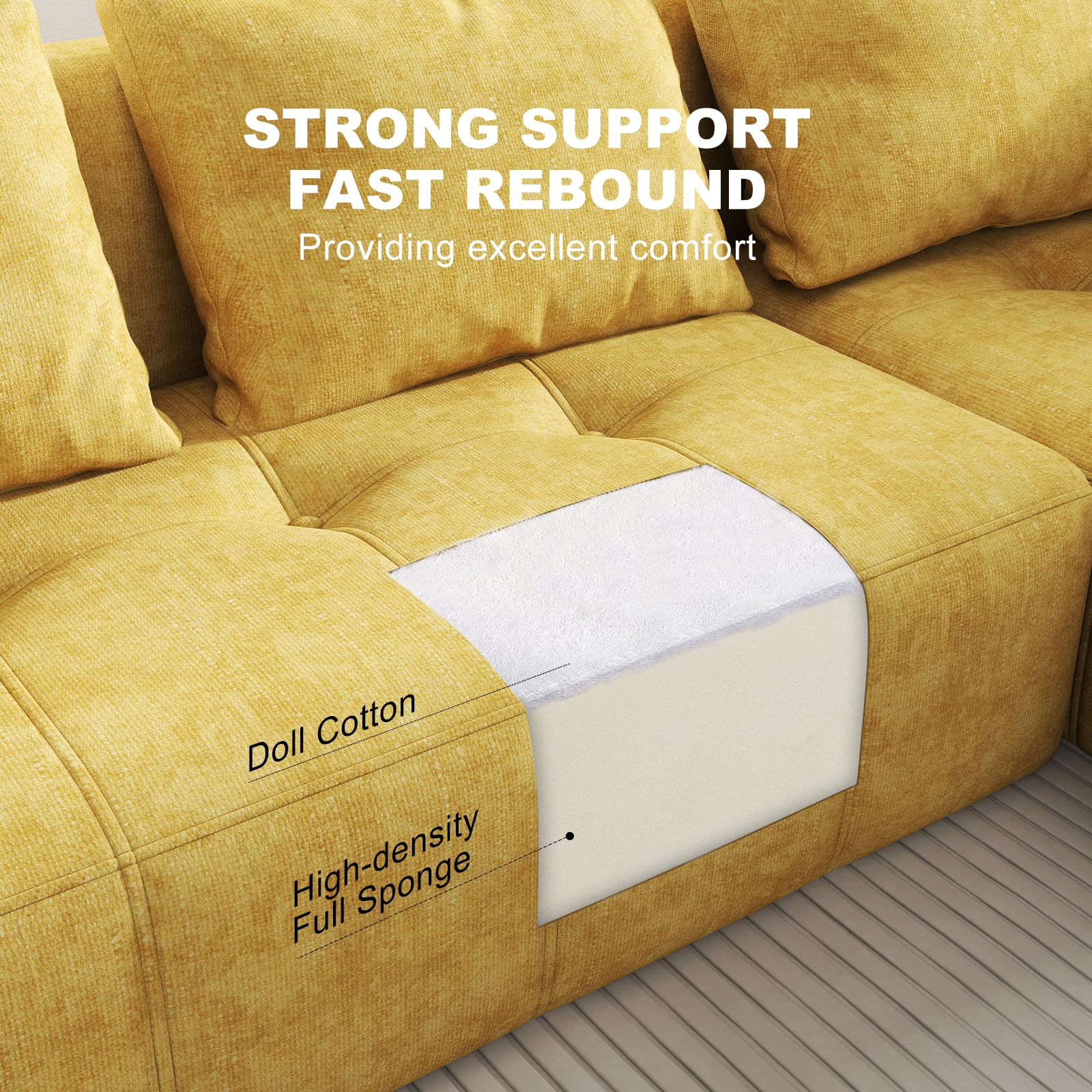 105" Modular Sectional Sofa with Deep Seat