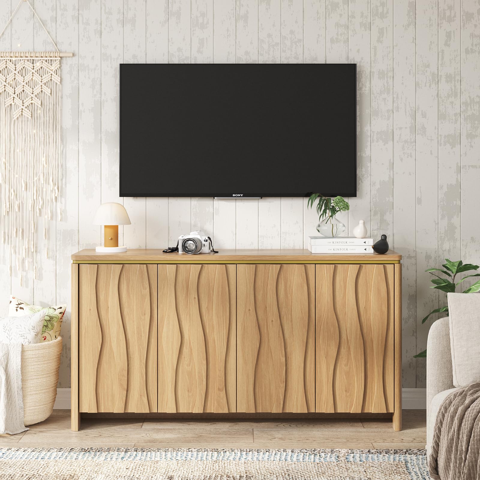 Fluted Buffet Cabinet with Storage