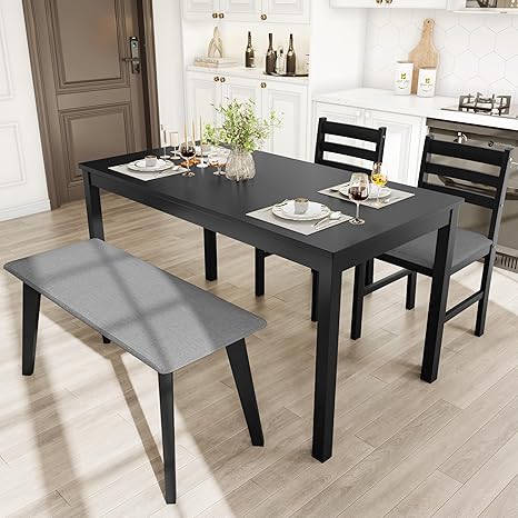 5-Piece Dining Table Set with Chairs and Bench