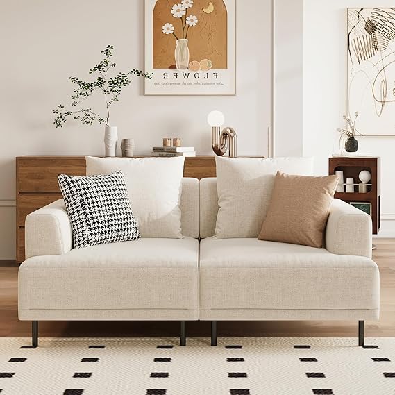 Modular Sectional Sofa 109.4" Wide Mid-Century Modern Fabric Couch