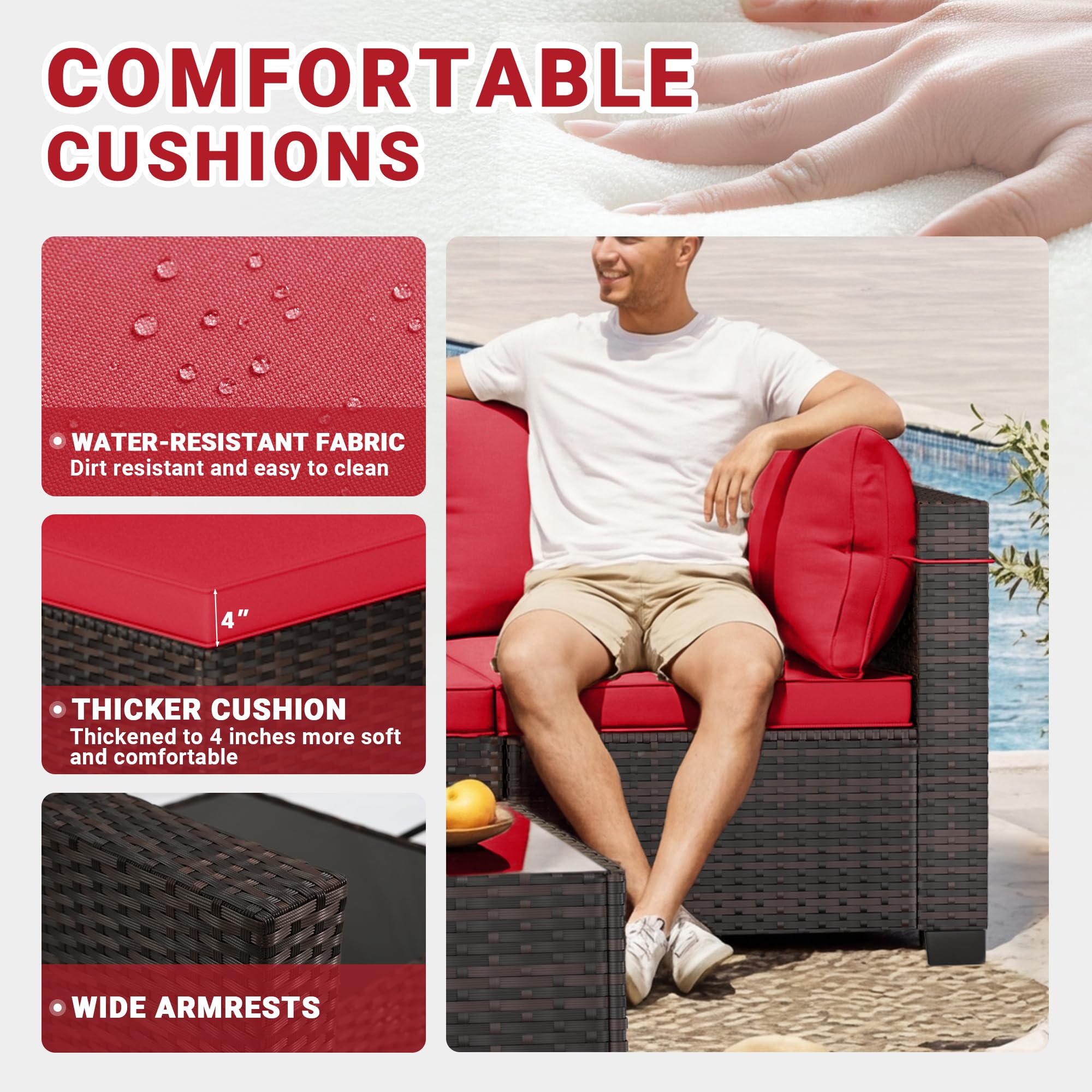 7-Piece Rattan Patio Furniture Set with Coffee Table