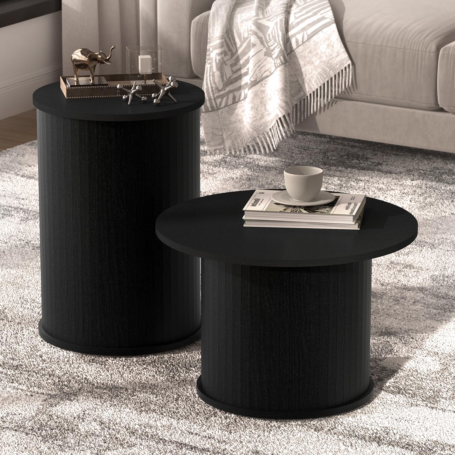 Round Nesting Coffee Tables Set of 2