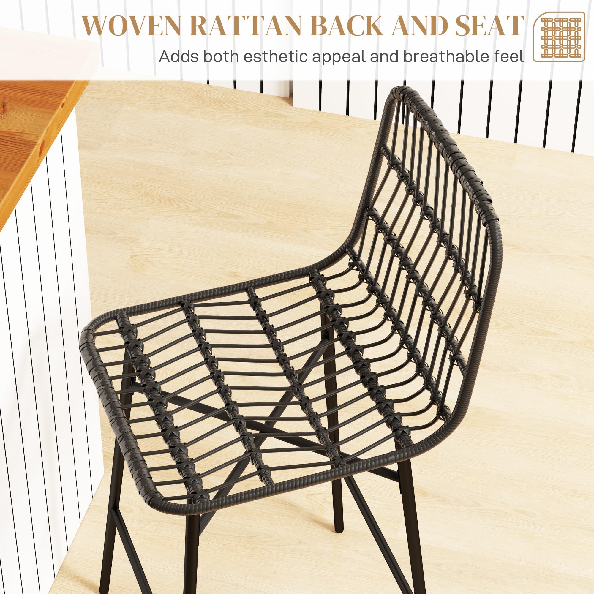 Rattan Counter Height Bar Stools Set of 2