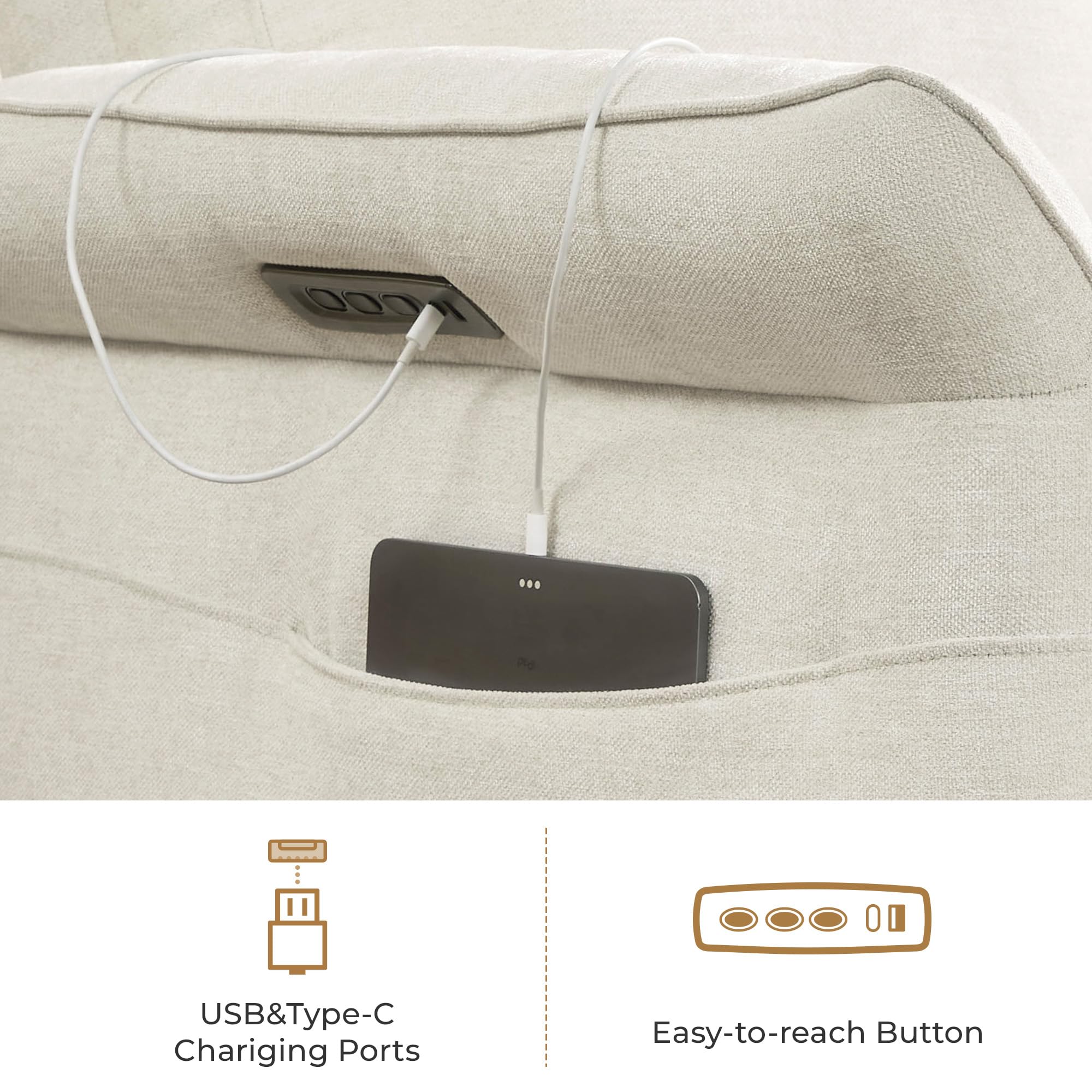 Power Recliner Chair with Triple Motor Swivel Glider