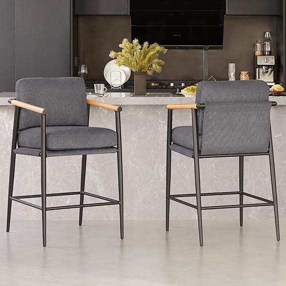 Mid Century Modern Counter Height Bar Stools Set of 2