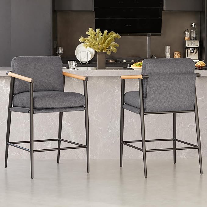 Mid Century Modern Counter Height Bar Stools Set of 2