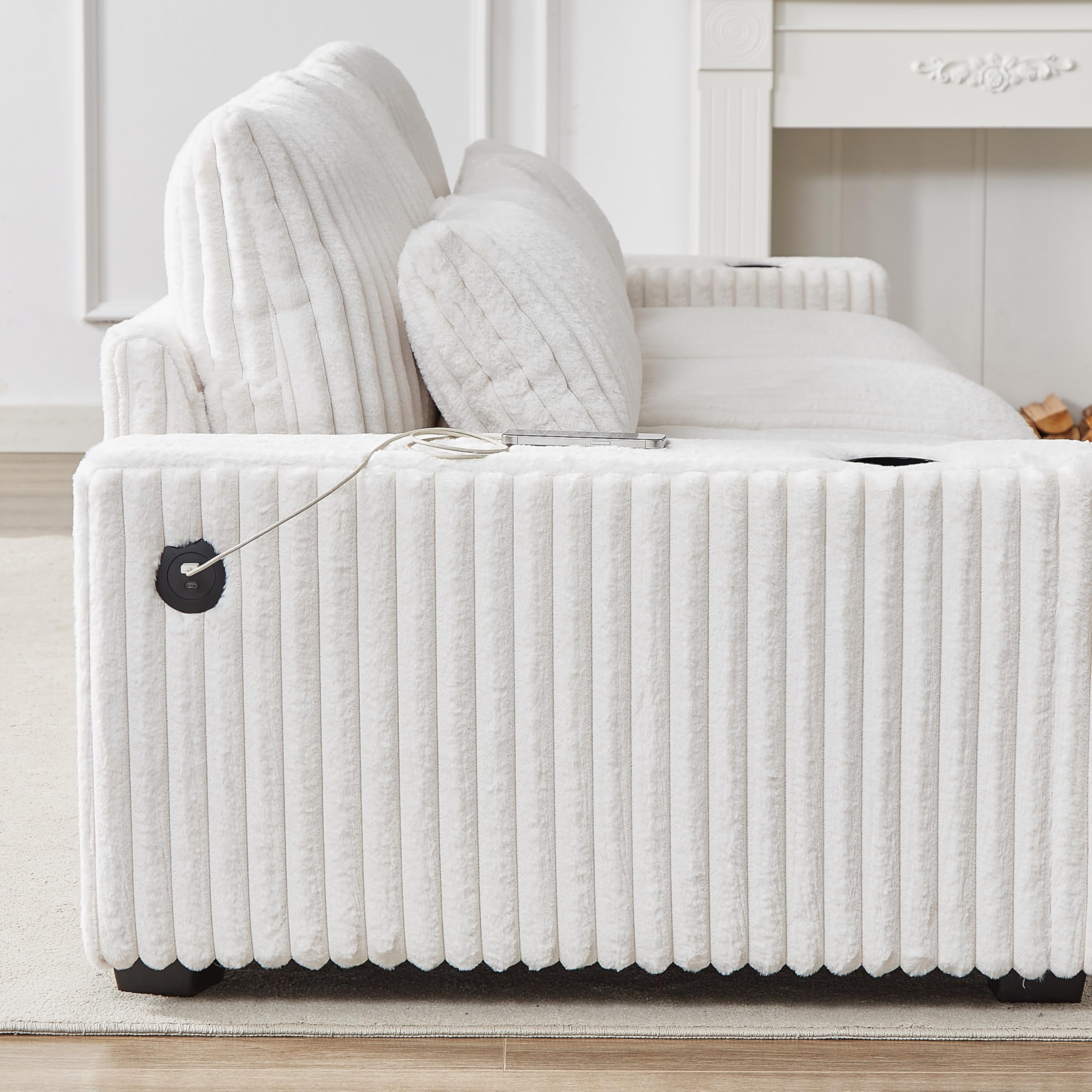 L-Shaped Modular Sectional Sofa with Ottoman