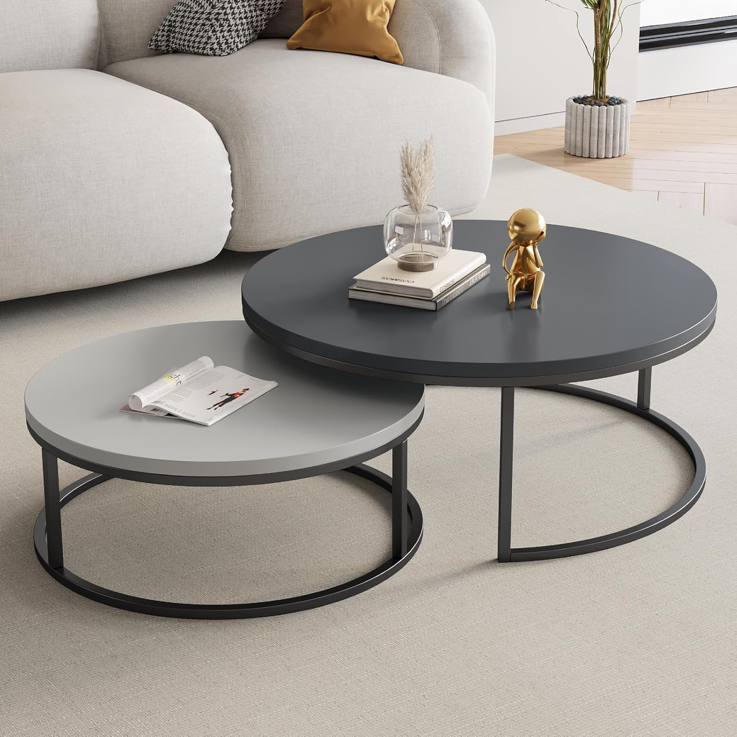 Round Nesting Coffee Table Set of 2