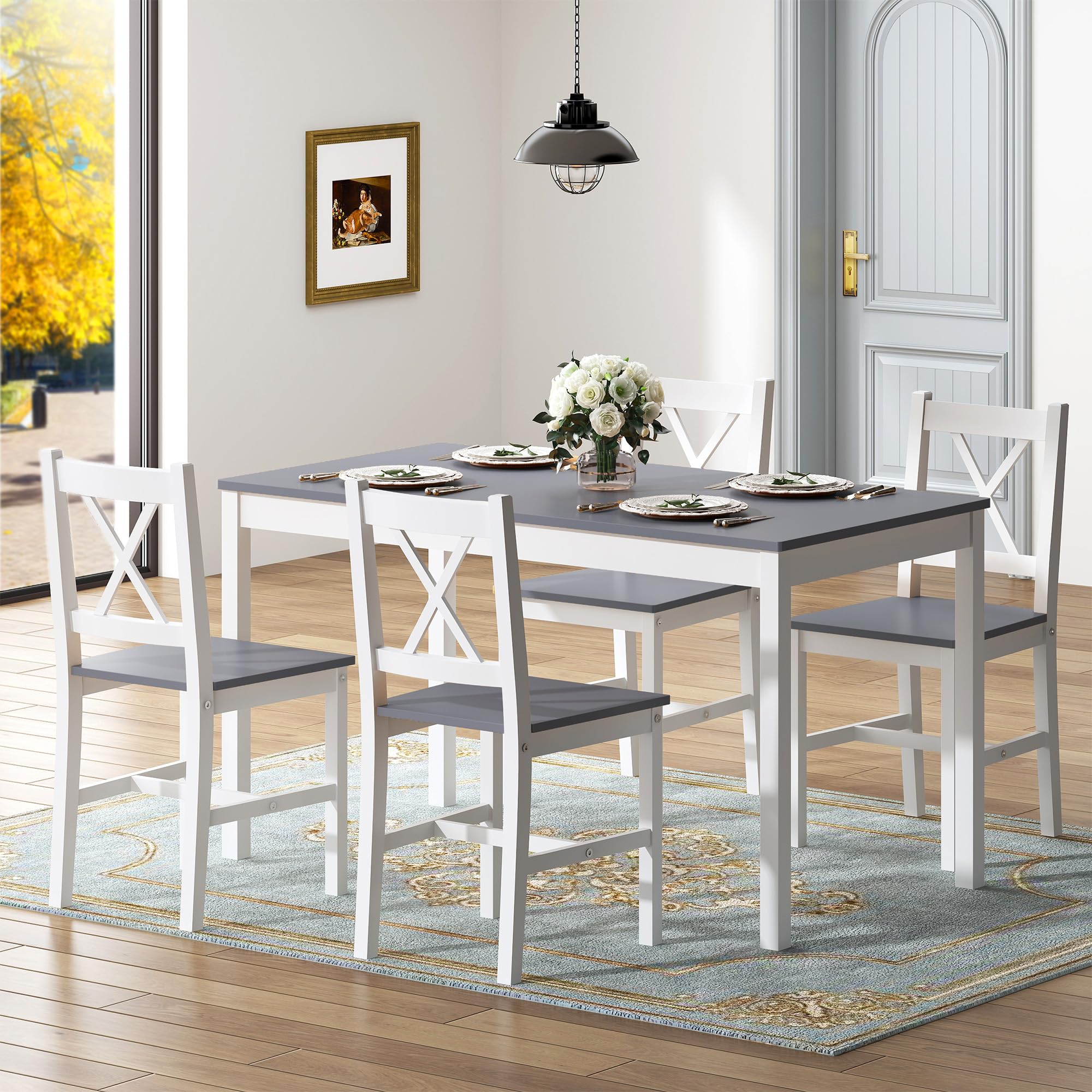5-Piece Dining Table Set with 4 Chairs