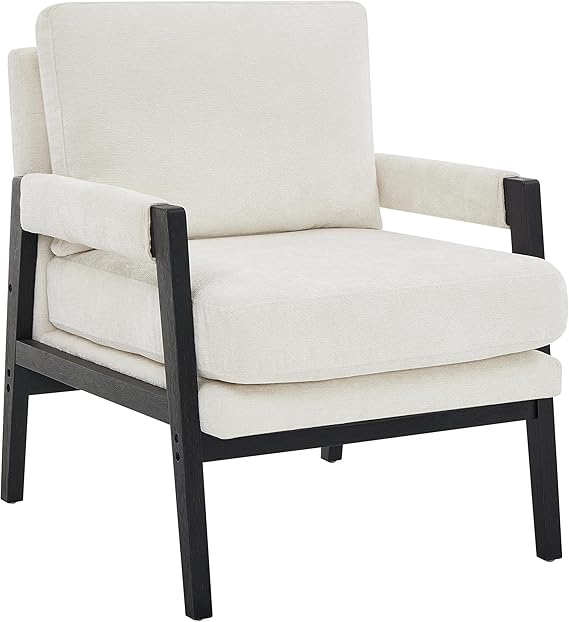 Mid-Century Modern Chenille Accent Armchair Yellow