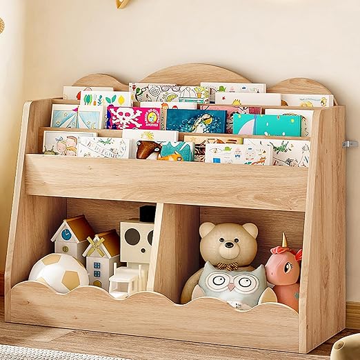 Cloud-Shaped Kids Bookshelf with Toy Storage