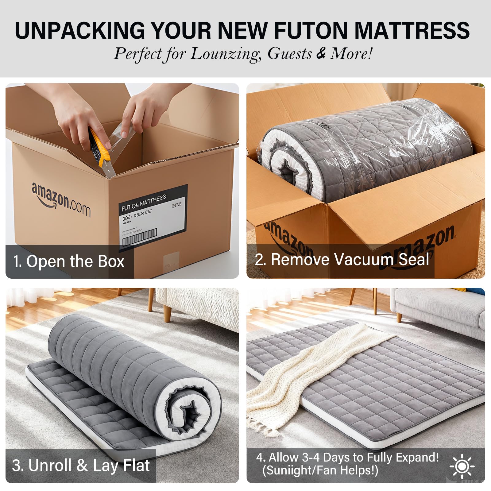 Japanese Floor Mattress Queen Size 4 Inch Thick