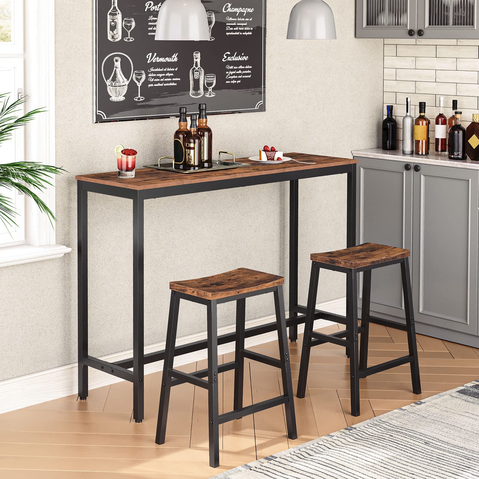 Bar Stools Set of 2 with Footrests