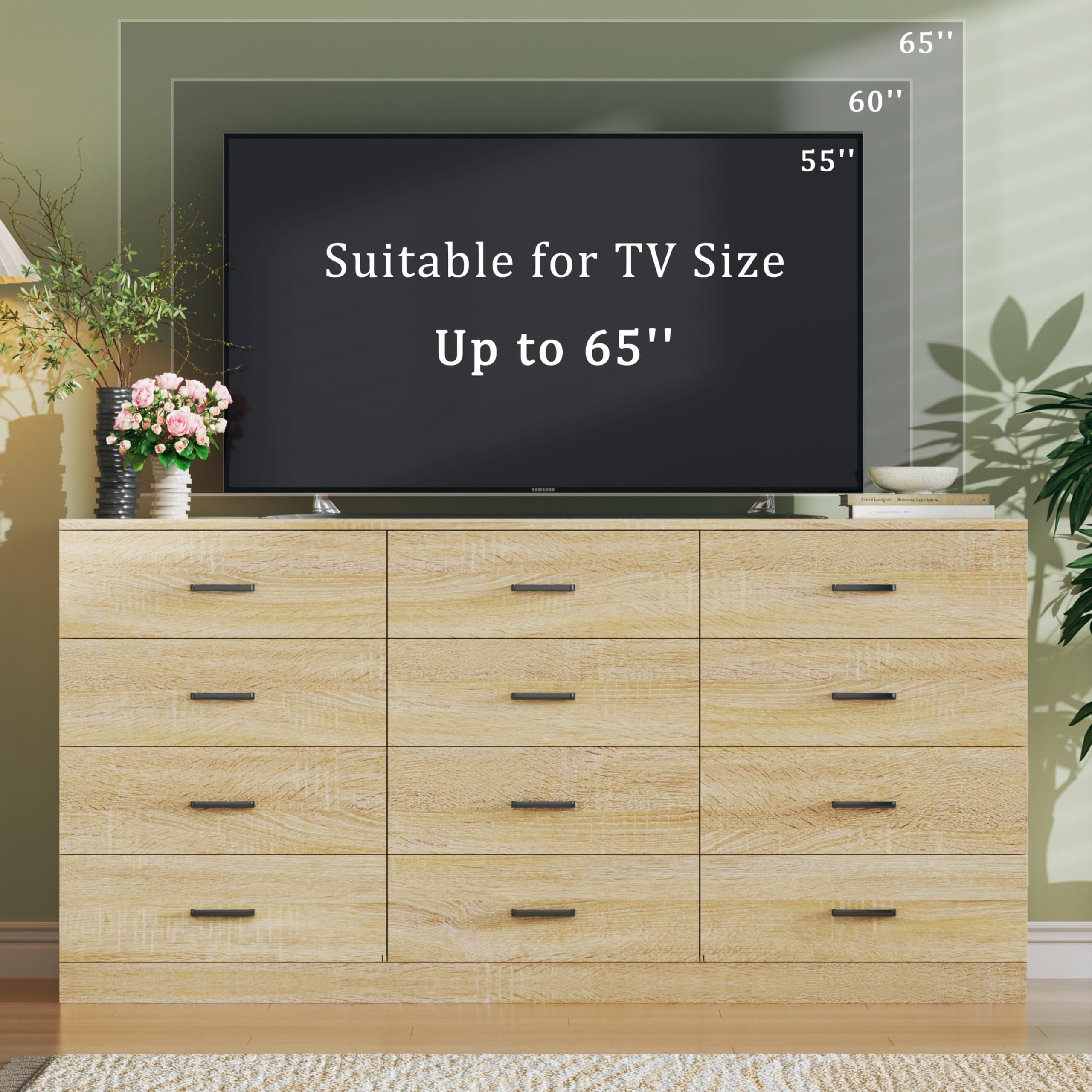 60 Inch 12 Drawer Dresser for Bedroom