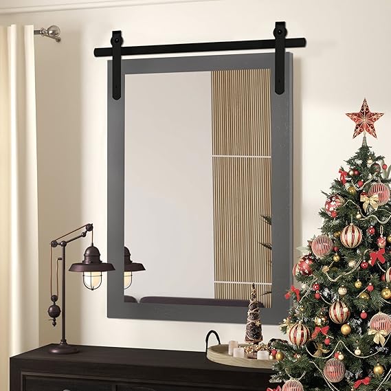 Black Farmhouse Wall Mirror 40x26 Inch