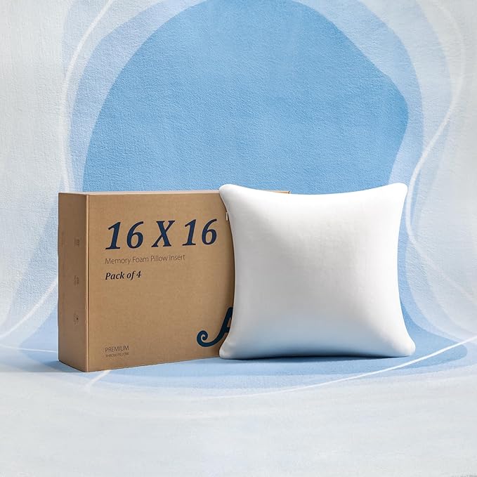22x22 Memory Foam Pillow Inserts - Pack of 4