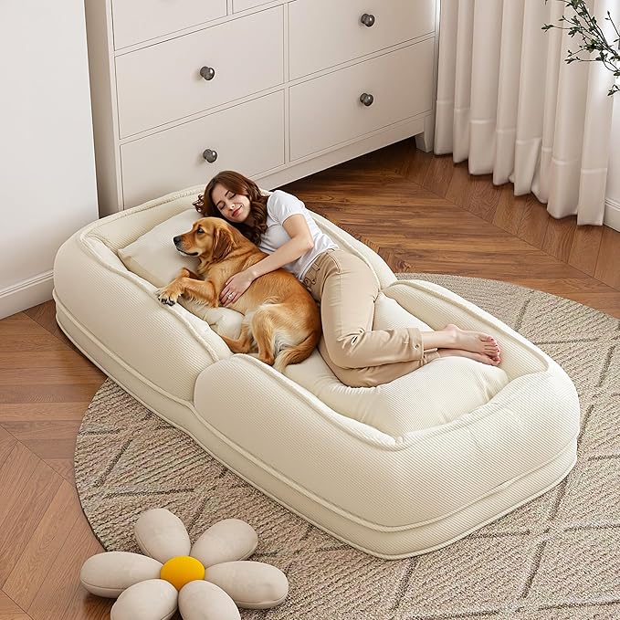 Upholstered Human Dog Bed for Adults with 5 Adjustable Positions