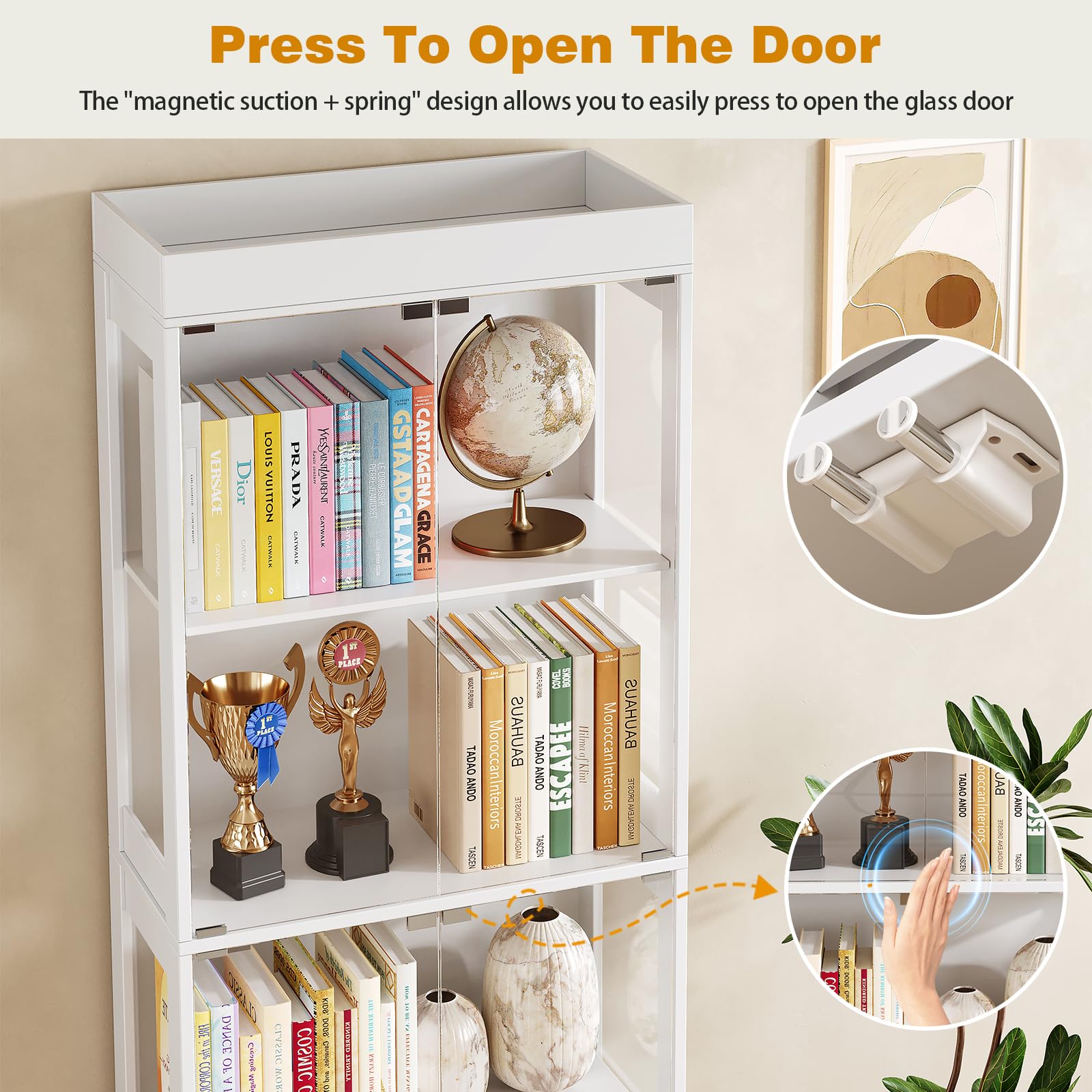 70.1" Display Cabinet with Glass Doors - 4-Tier Curio Cabinet