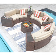 11-Piece Half Moon Outdoor Sectional Set