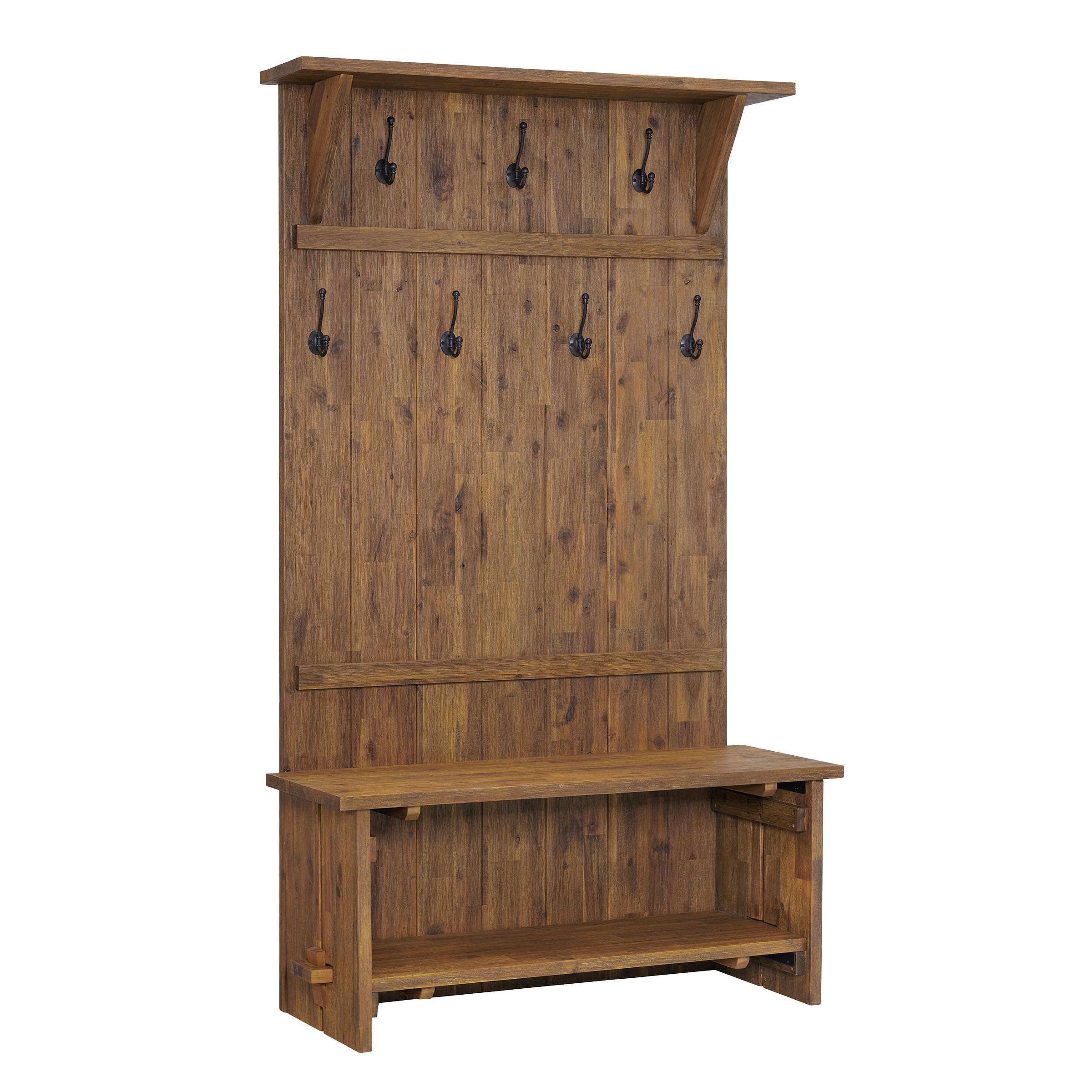 70" Acacia Wood Hall Tree with Bench & Storage
