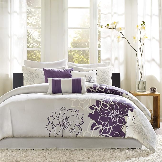 Queen Floral Comforter Set 7 Piece