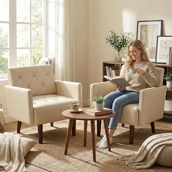 Diamond-Cut PU Leather Accent Chair