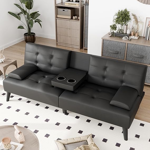 Convertible Futon Sofa Bed with Adjustable Recliner