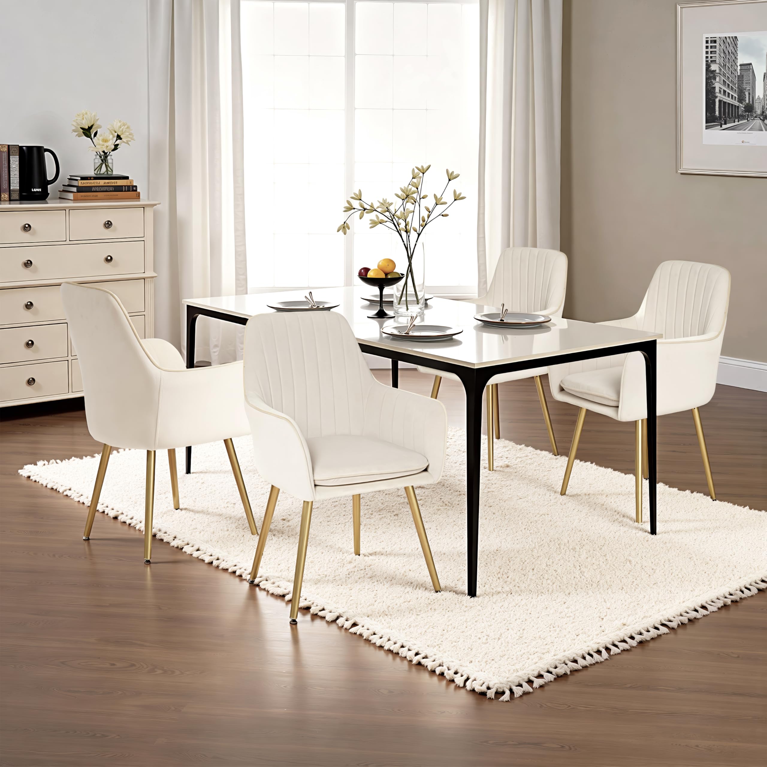 Mid Century Velvet Dining Chairs Set of 2