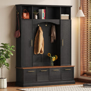 59" Farmhouse Hall Tree with Bench and Shoe Storage