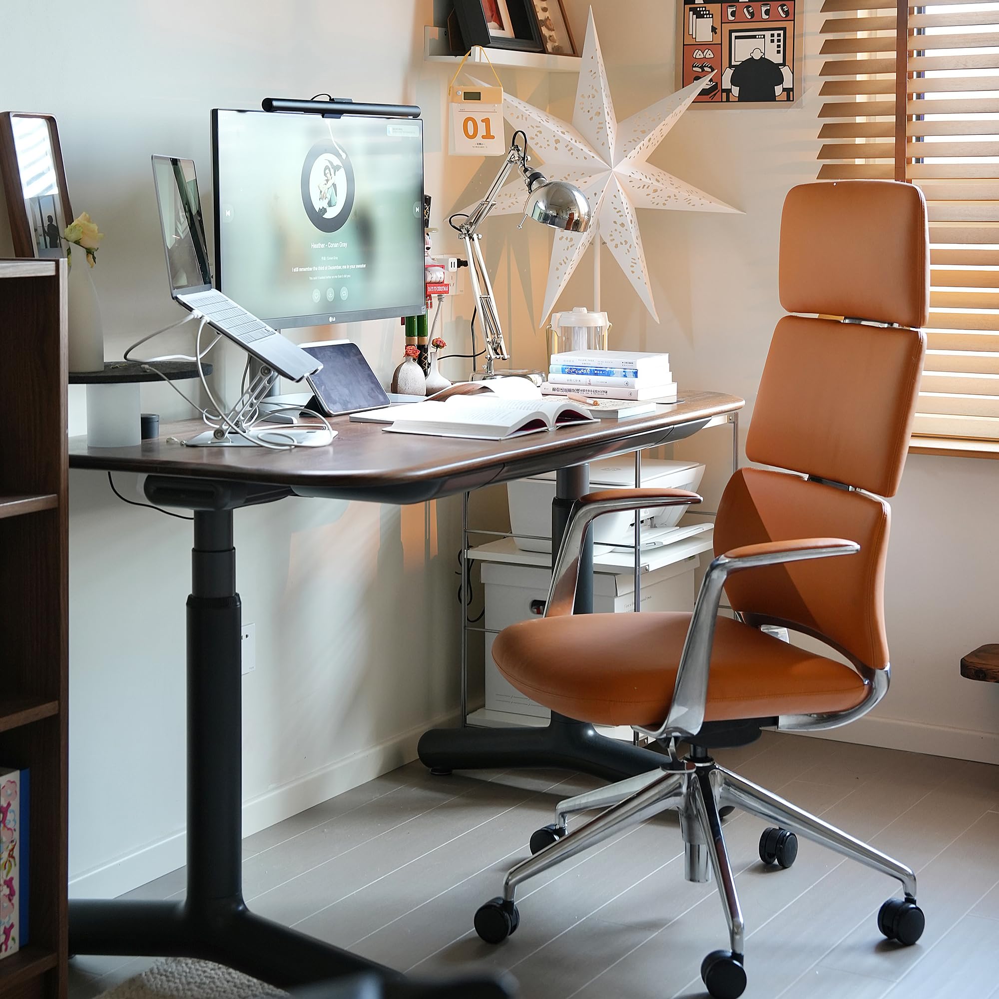 Executive Leather Office Chair High Back Ergonomic Orange