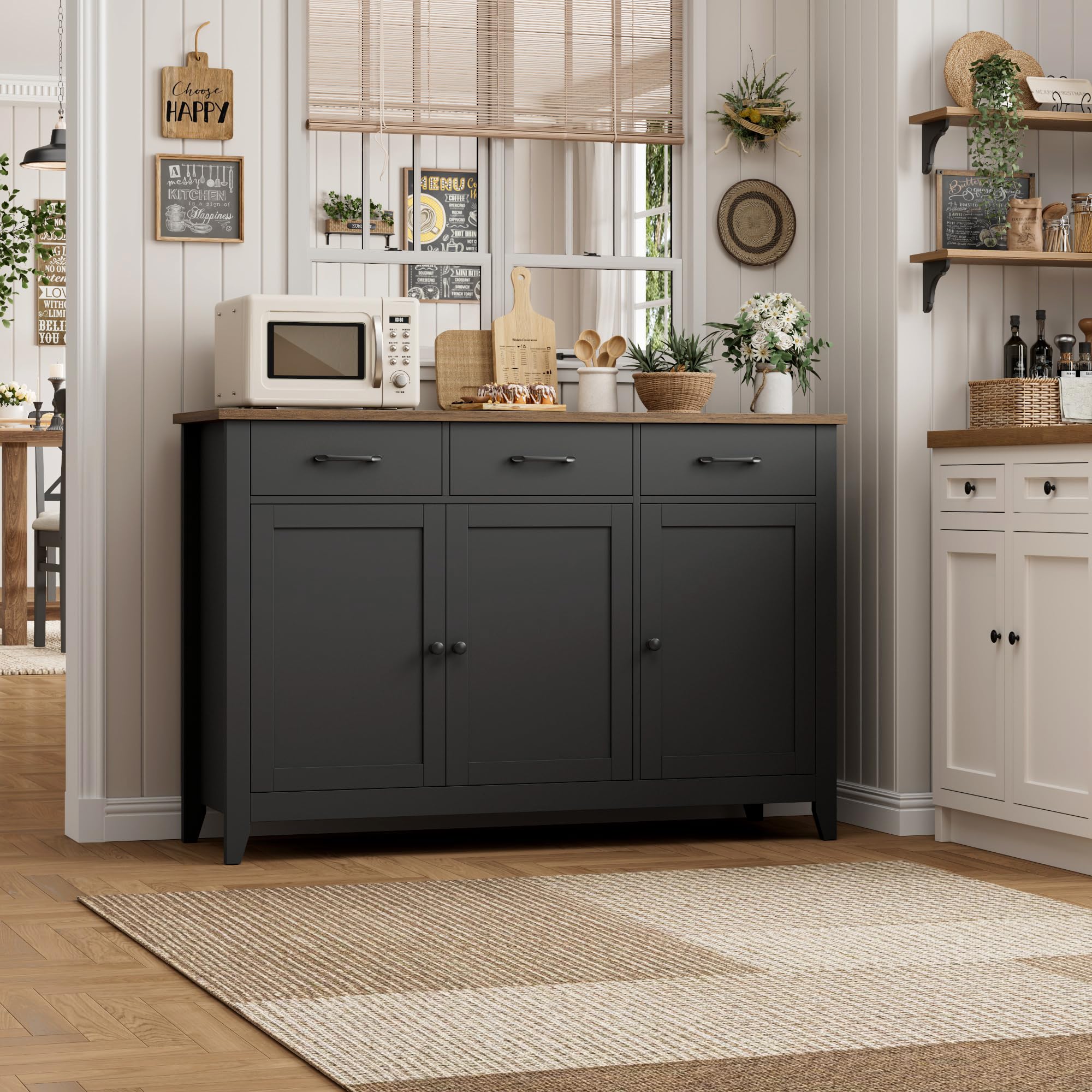 Buffet Cabinet with Storage Drawers and Adjustable Shelf