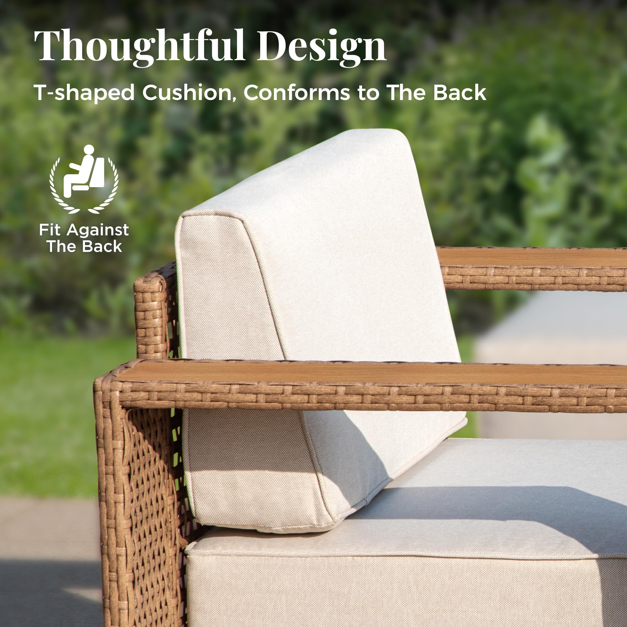 6-Piece Sectional Rattan Wicker Sofa with 10-Inch Cushions