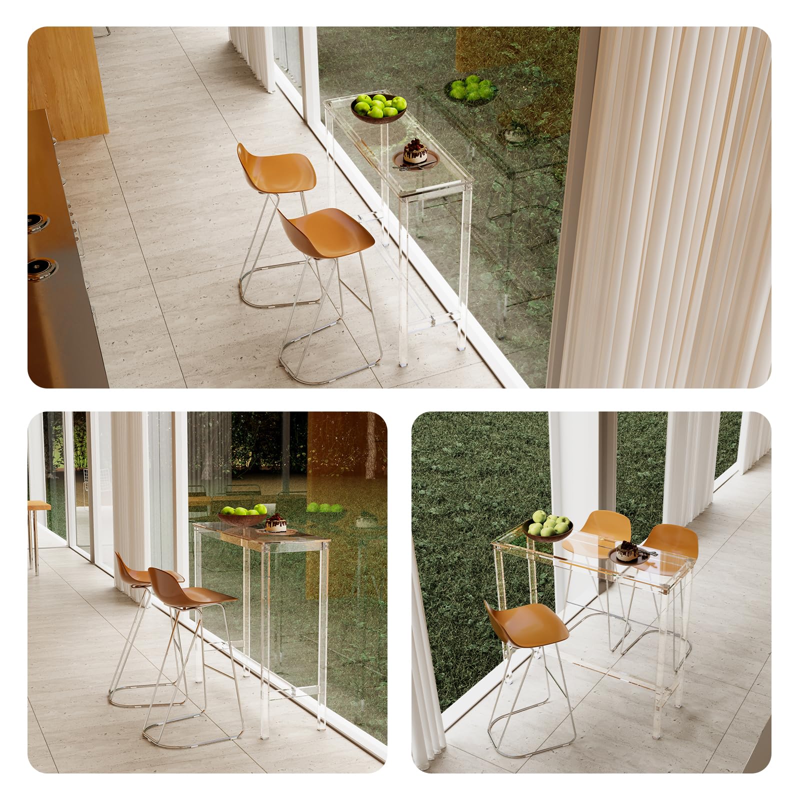 Clear Acrylic Counter Height Bar Table