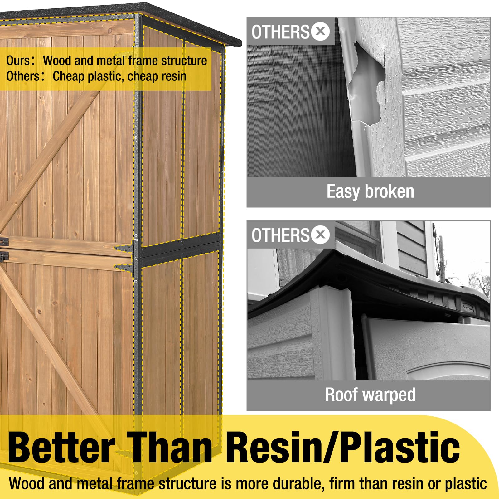 Outdoor Storage Shed with Metal Frame and Adjustable Shelves