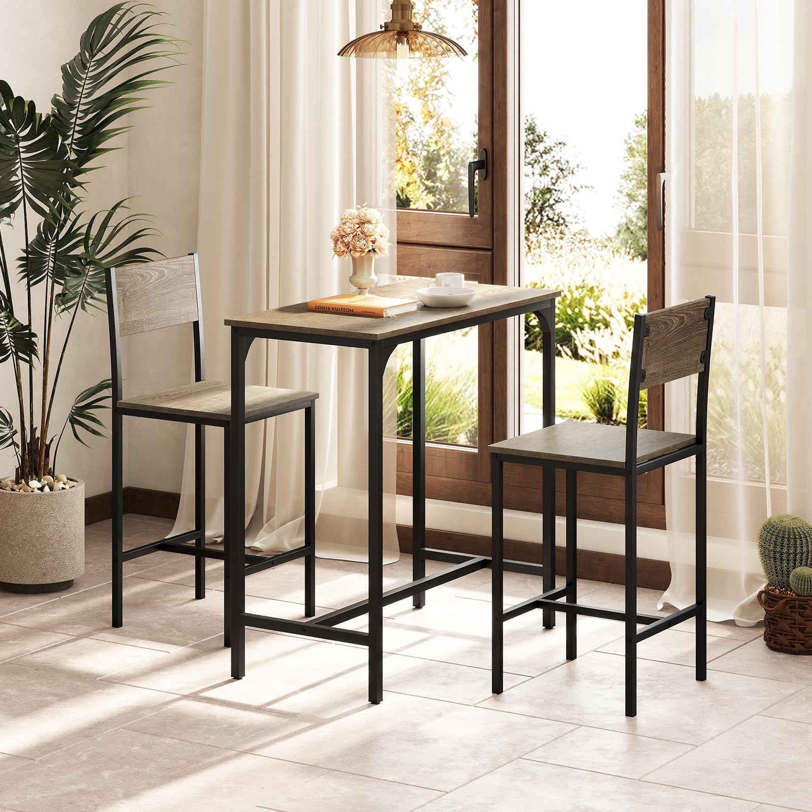 3 Piece Counter Height Bar Table Set with Stools