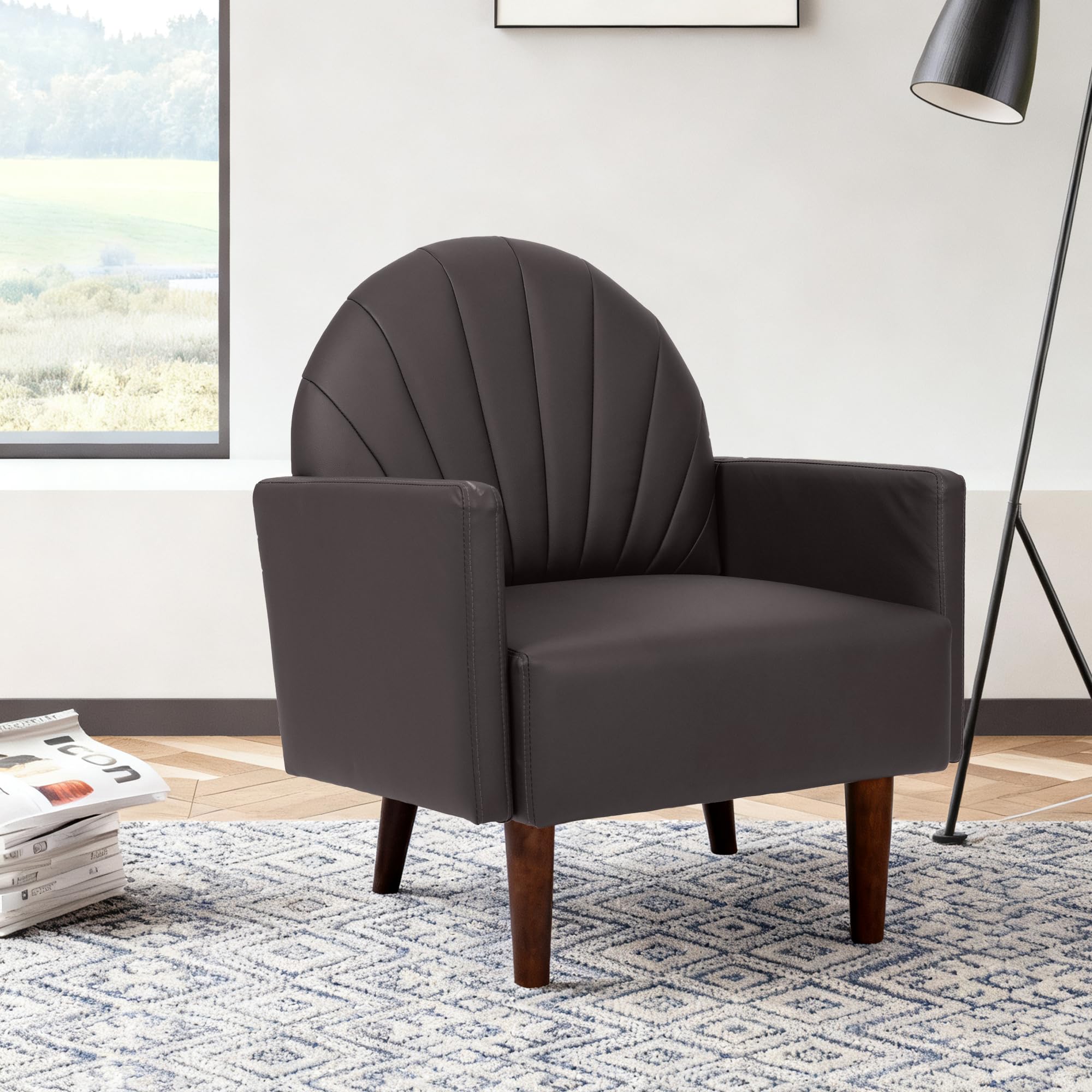 Shell Back Accent Chair with High Resilience Foam Cushion