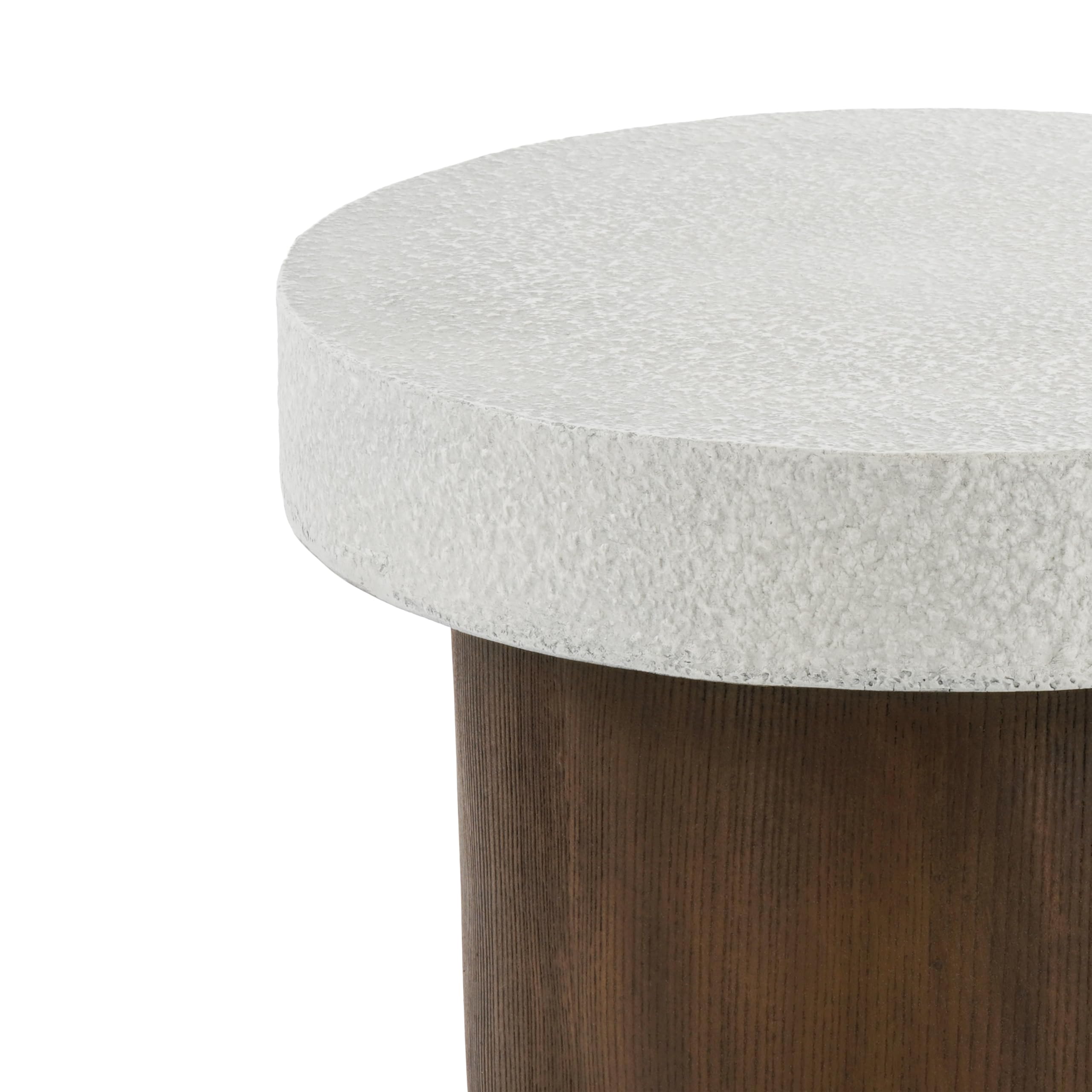 Outdoor Round Side Table - Lightweight Concrete Patio End Table