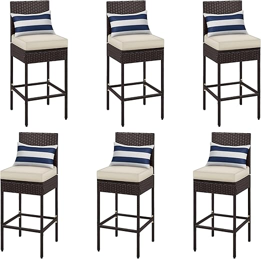 Outdoor PE Rattan Bar Stools Set of 4