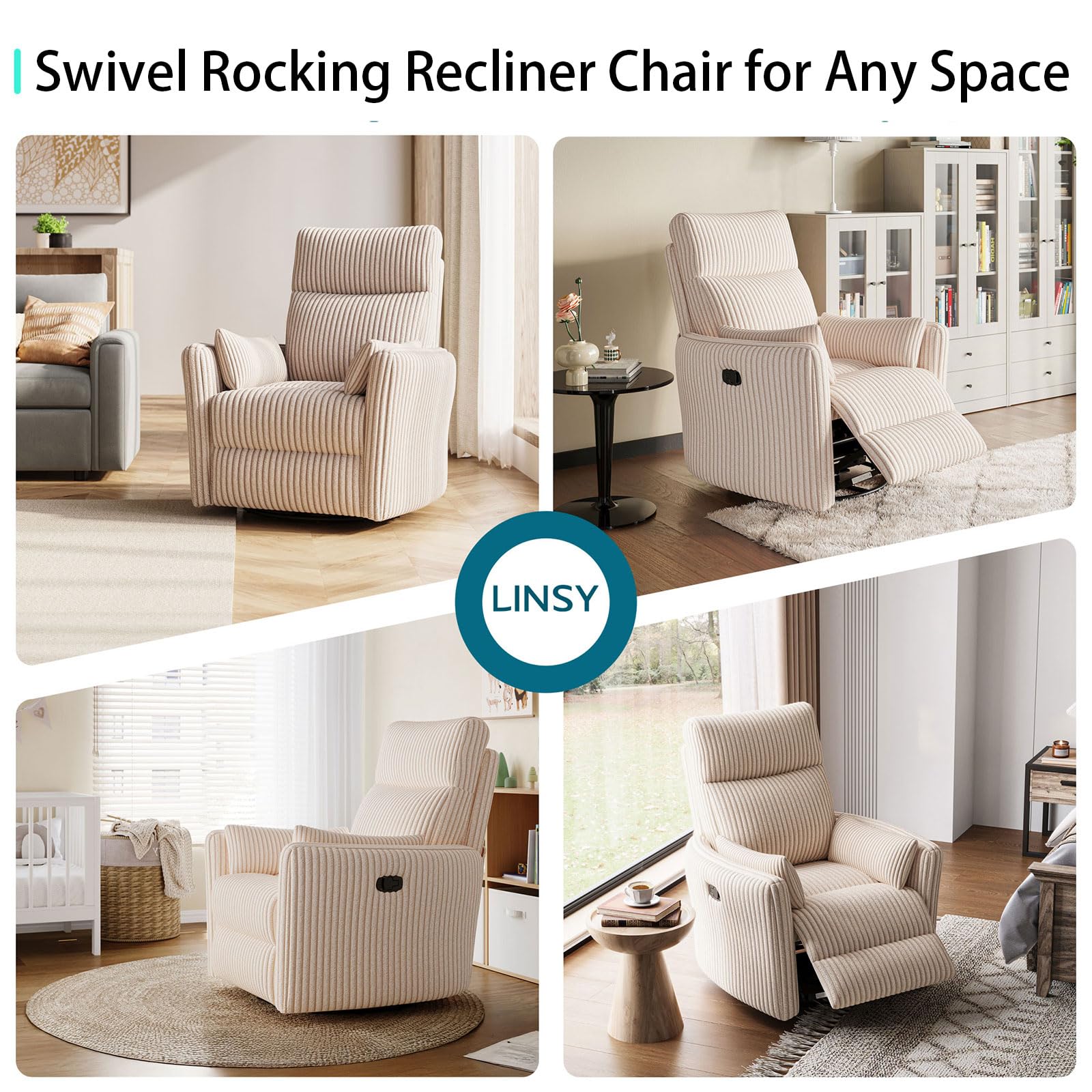 360 Swivel Rocker Recliner with Adjustable Backrest
