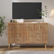 Fluted 7 Drawer Dresser with Black Handles
