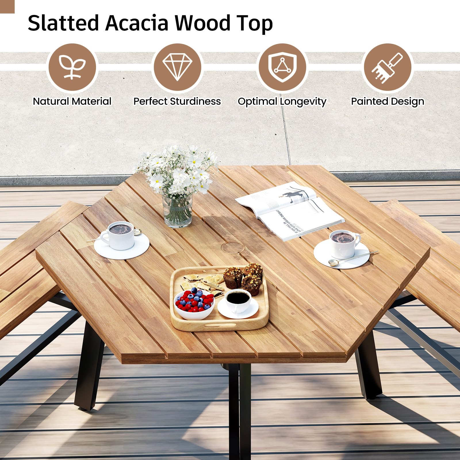 Hexagonal Picnic Table with Benches