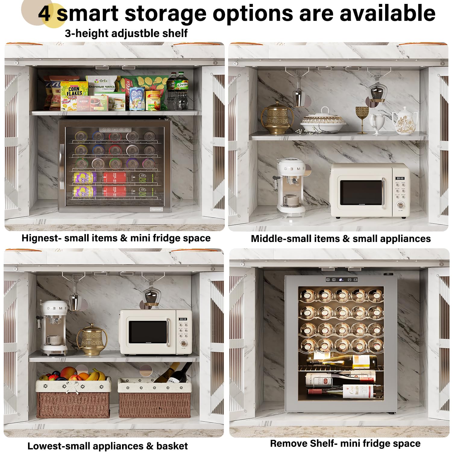 Modern White Dining Table with Storage - 63 Inch Rectangle