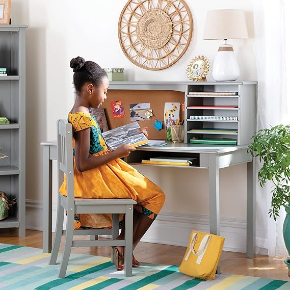 Kids Media Desk and Chair Set with Storage