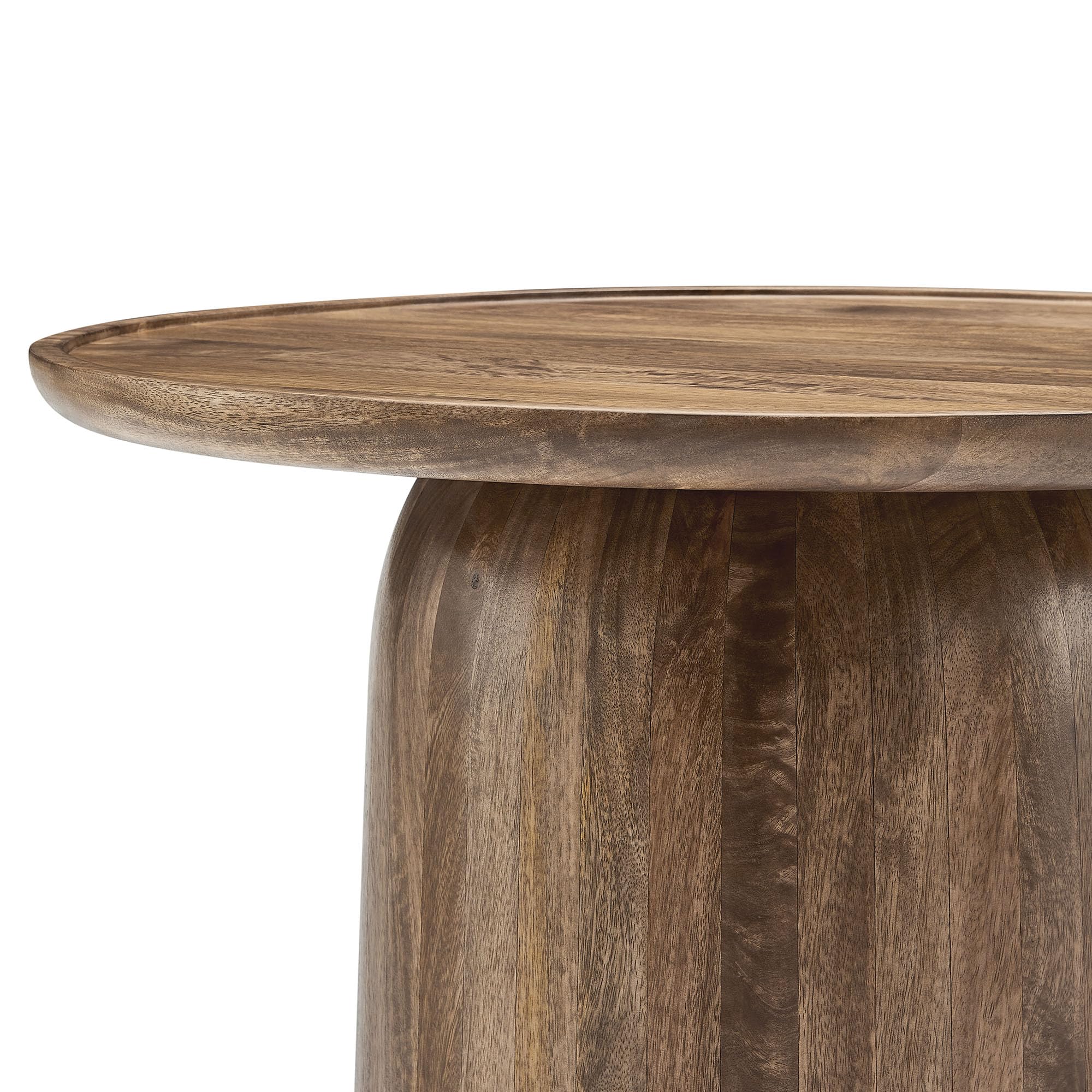 30 Inch Round Mango Wood Coffee Table Walnut