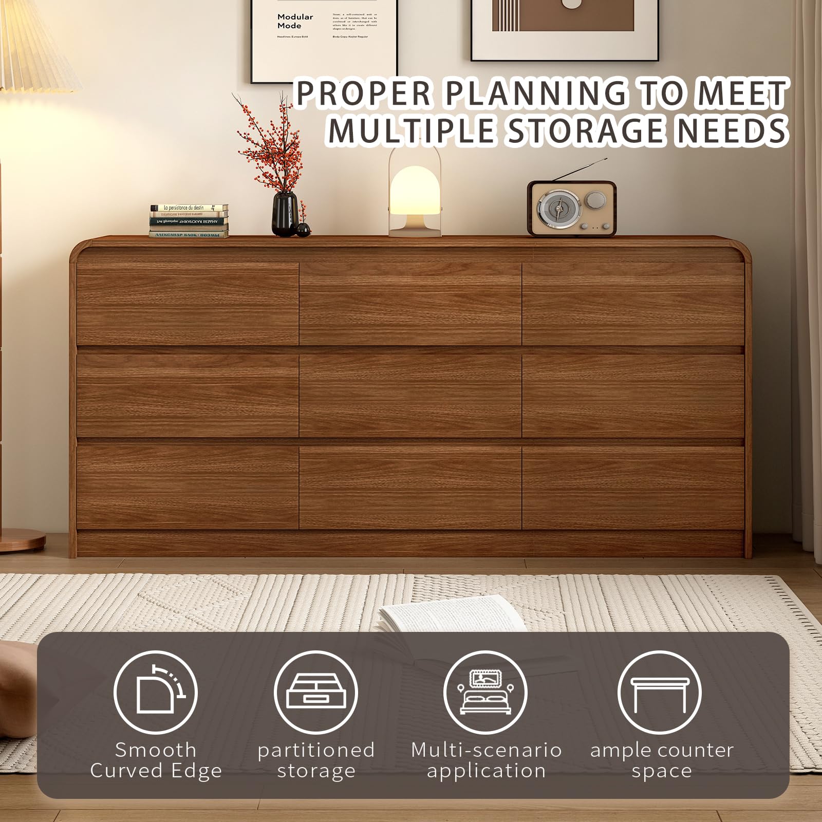 9-Drawer Dresser with Anti-Collision Design