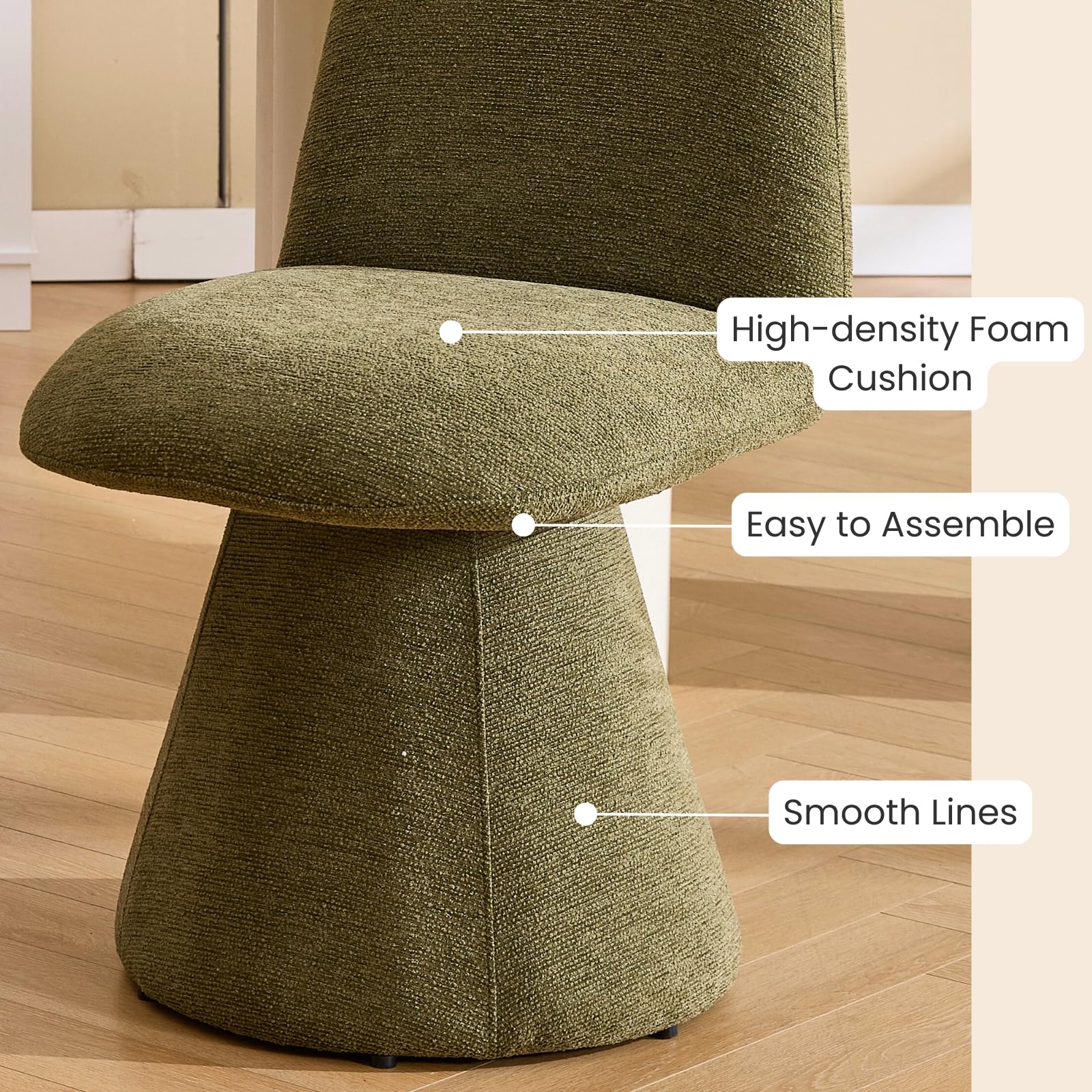 Swivel Dining Chairs Set of 6 Mid Century Modern High Back Chenille Upholstered